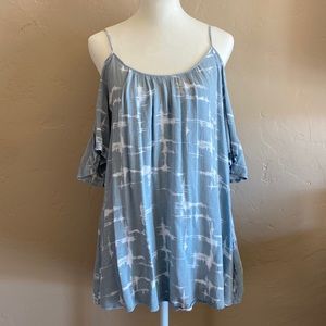 Tie dye cold shoulder top